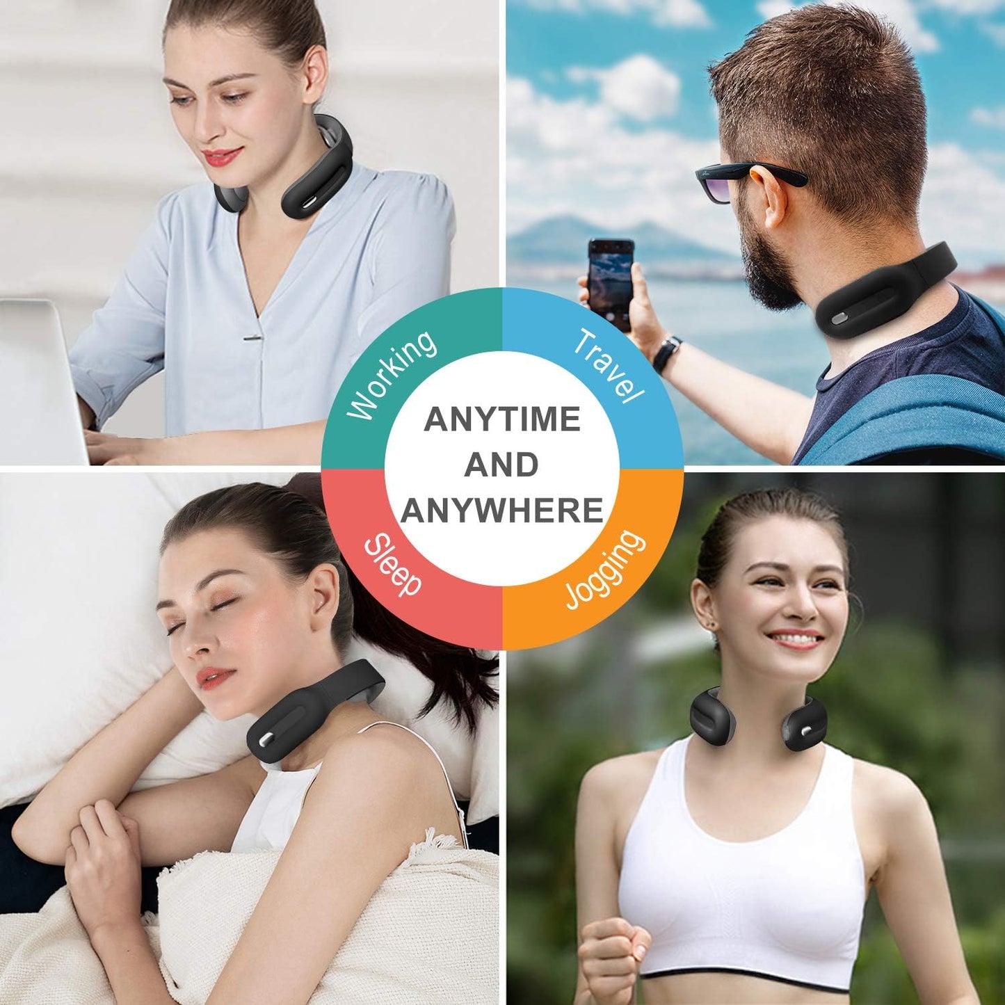 Intelligent Neck Massager with Heat,Neckology Electric Pulse Neck Massage for Pain Relief,3 Modes 15 Levels Deep Tissue Neck Massager with Cordless Gift for Dad Mon Women Men
