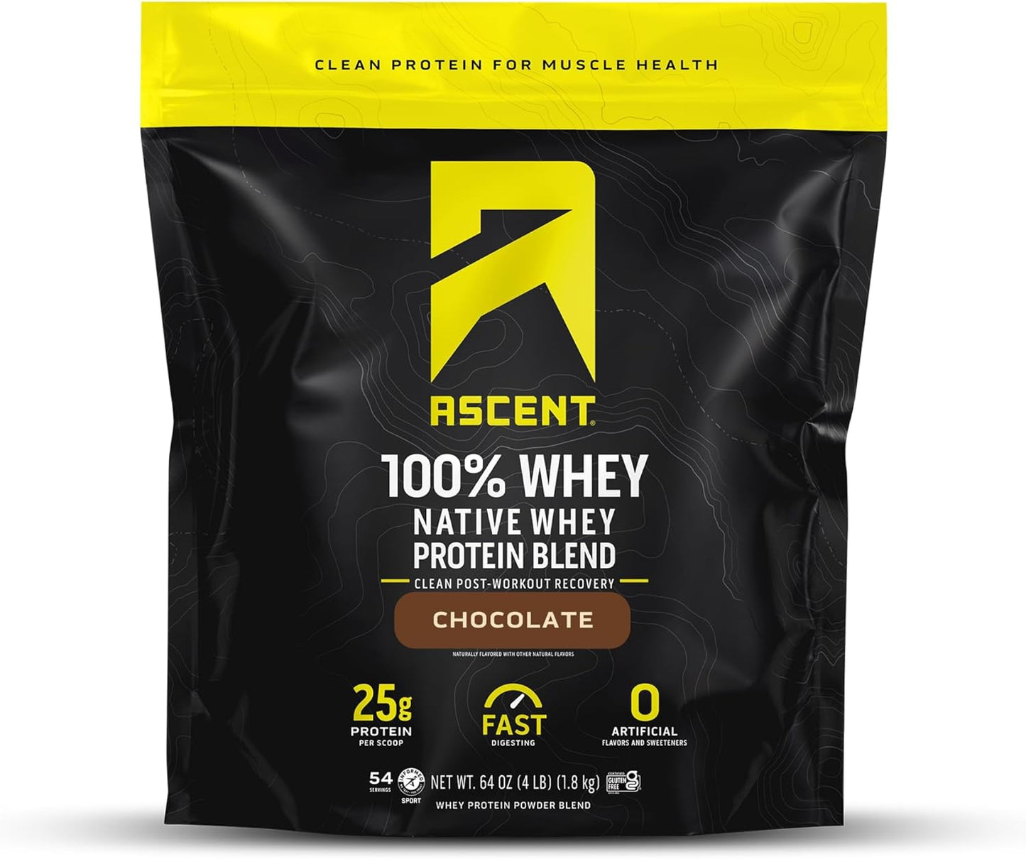 Ascent 100% Native Whey Protein Isolate Chocolate, 4 lb