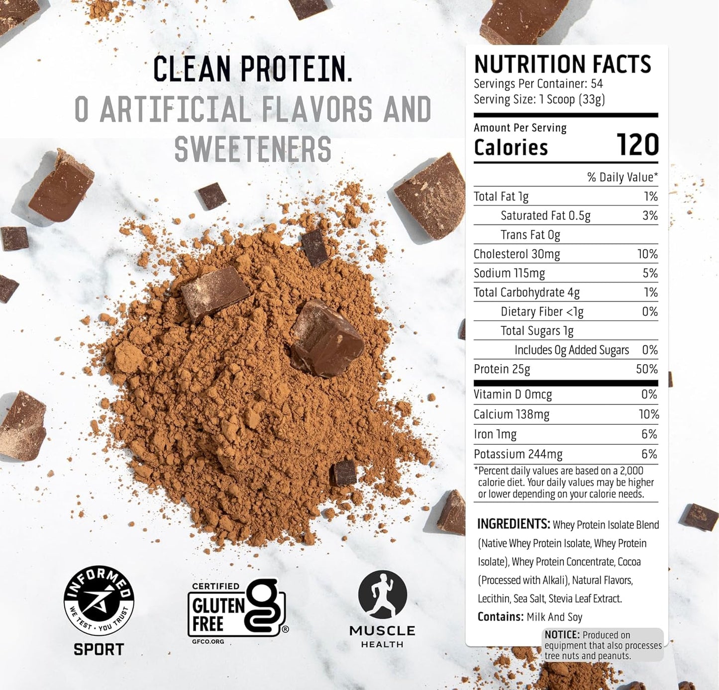 Ascent 100% Native Whey Protein Isolate Chocolate, 4 lb