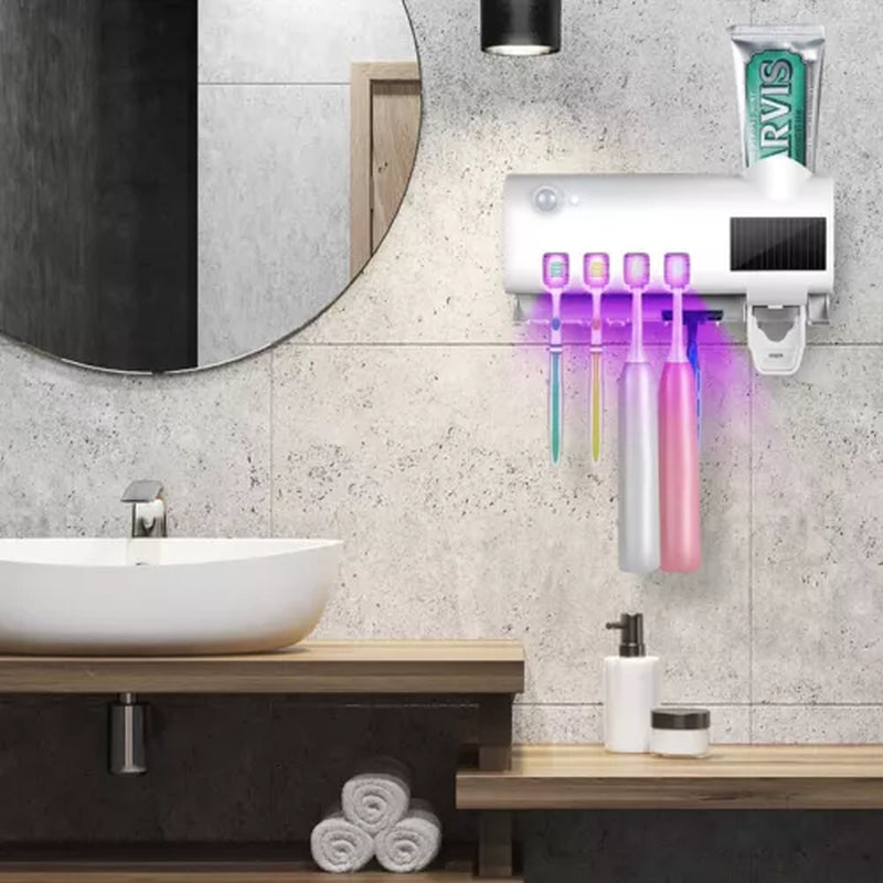 UV Light Sterilizer Toothbrush Holder Cleaner Toothpaste Dispenser 4 Toothbrush